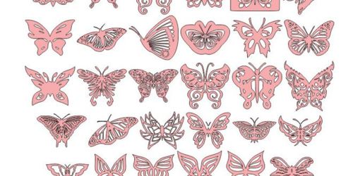 طرح بسته دو بعدی تزئینات پروانه برای برش لیزر - 2d pack butterfly ornaments decor for laser cutting - برای دستگاه CNC چوب و لیزر (سی ان سی)