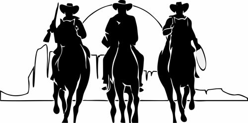 طرح گاوچران برای برش لیزری - 3 cowboys for laser cut - برای دستگاه CNC چوب و لیزر (سی ان سی)