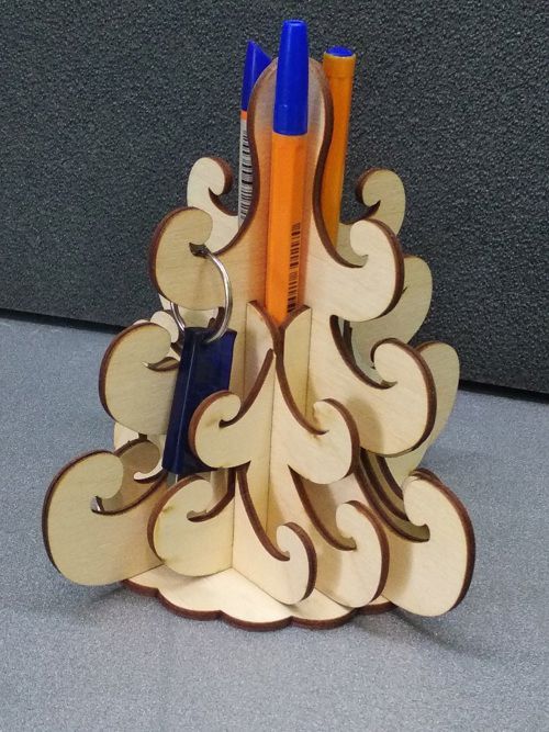 طرح جا مدادی سه بعدی درخت کریسمس آویز برش لیزری - 3d christmas tree pencil holder hanger laser cut ve - برای دستگاه CNC چوب و لیزر (سی ان سی)