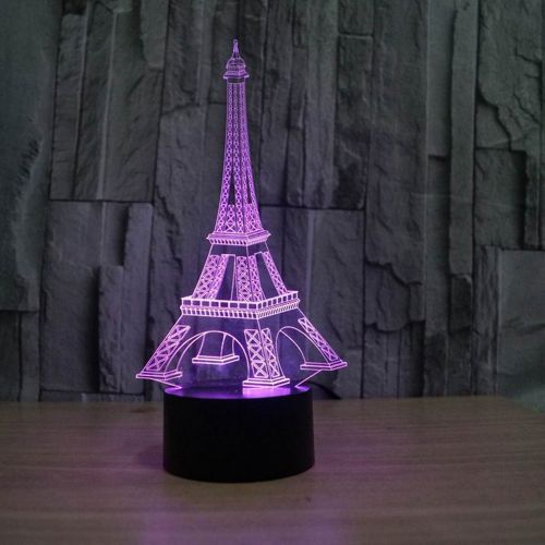 طرح توهم سه بعدی با برج ایفل در شب نور - 3d illusion led eiffel tower night light ve - برای دستگاه CNC چوب و لیزر (سی ان سی)
