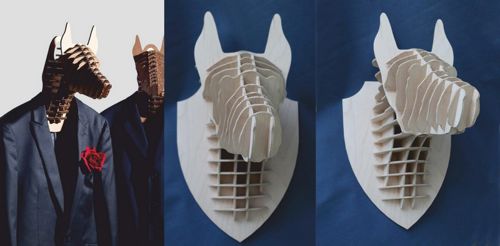 طرح پازل سه بعدی طراحی شگفت انگیز حیوان سر - 3d puzzle amazing design animal head - برای دستگاه CNC چوب و لیزر (سی ان سی)