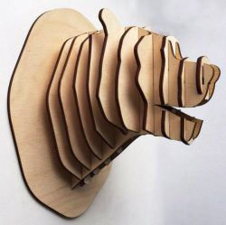 طرح پازل سه بعدی سر سگ برای برش لیزری cnc - 3d puzzle dog head for laser cut cnc - برای دستگاه CNC چوب و لیزر (سی ان سی)