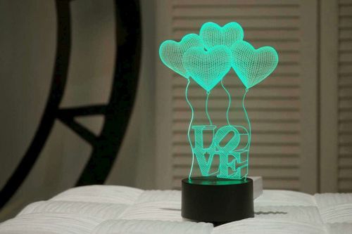 طرح بادکنک سه بعدی عاشقانه قلب عشق اکریلیک لامپ ال ای دی حکاکی لیزری - 3d romantic love heart balloon acrylic led lamp laser engraving ve - برای دستگاه CNC چوب و لیزر (سی ان سی)