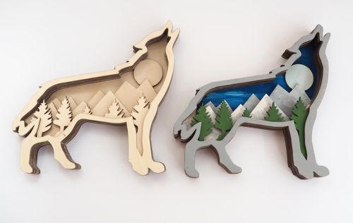 طرح‌های خلاقانه درخت گرگ سه‌بعدی - 3d wolf tree creativity designs - برای دستگاه CNC چوب و لیزر (سی ان سی)