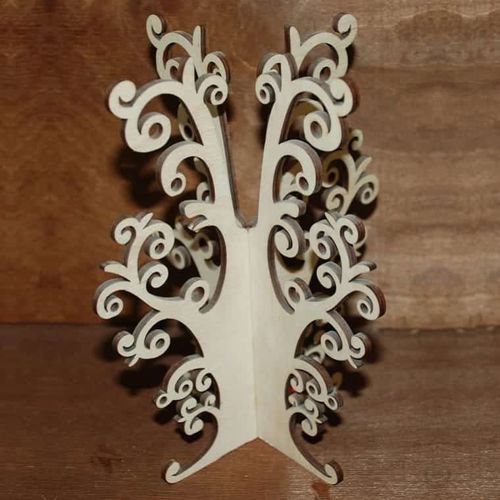 طرح سه بعدی چوبی گوشواره پایه درخت جواهرات برش لیزر - 3d wooden earring tree stand jewelry organizer laser cut ve - برای دستگاه CNC چوب و لیزر (سی ان سی)