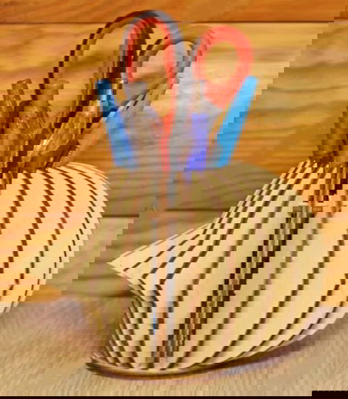 طرح قالب جا قلمی پازل چوبی سه بعدی برش لیزری - 3d wooden puzzle pen holder template laser cut ve - برای دستگاه CNC چوب و لیزر (سی ان سی)