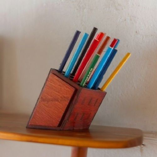 طرح جا خودکار کج طبقه لیزری - 4 tier tilted pen pencil holder laser cut ve - برای دستگاه CNC چوب و لیزر (سی ان سی)