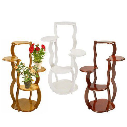 طرح پایه گلدان چوبی طبقه دارای قفسه نمایشگاه لیزر - 4 tier wood plant stand flower pot holder display rack laser cut ve - برای دستگاه CNC چوب و لیزر (سی ان سی)