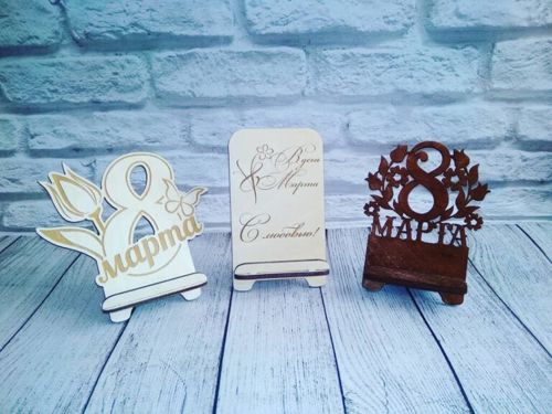 طرح هدیه روز زن مارس پایه گوشی برای برش لیزری - 8 march womens day gift phone stand for laser cutting ve - برای دستگاه CNC چوب و لیزر (سی ان سی)