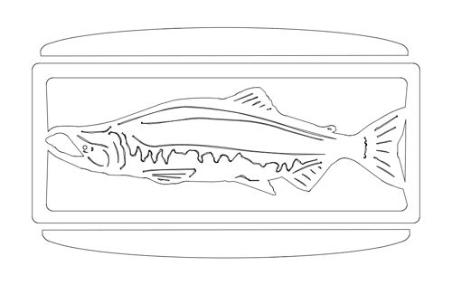 طرح دیوارکوب شکاف ماهی اینچی ماهی - 27 inch salmonw slots sconce fish - برای دستگاه CNC چوب و لیزر (سی ان سی)