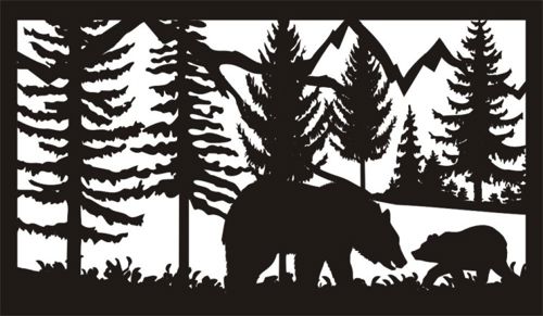 طرح دو خرس پلاسما هنر - 28 x 48 two bears plasma art - برای دستگاه CNC چوب و لیزر (سی ان سی)