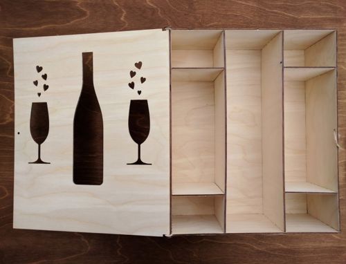 طرح یک جعبه برای نوشابه با لیوان برای برش لیزری - a box for wine with glasses for laser cut - برای دستگاه CNC چوب و لیزر (سی ان سی)