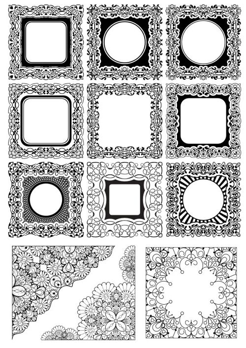 طرح حاشیه‌های گلدار انتزاعی تزئینی برای برش لیزری - abstract ornamental floral borders for laser cut ve - برای دستگاه CNC چوب و لیزر (سی ان سی)