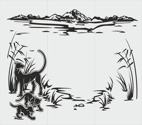 طرح نقاشی انتزاعی با سندبلاست و حیوانات پوشش گیاهی ( برف) - abstract sandblasting drawing animals ve - برای دستگاه CNC چوب و لیزر (سی ان سی)