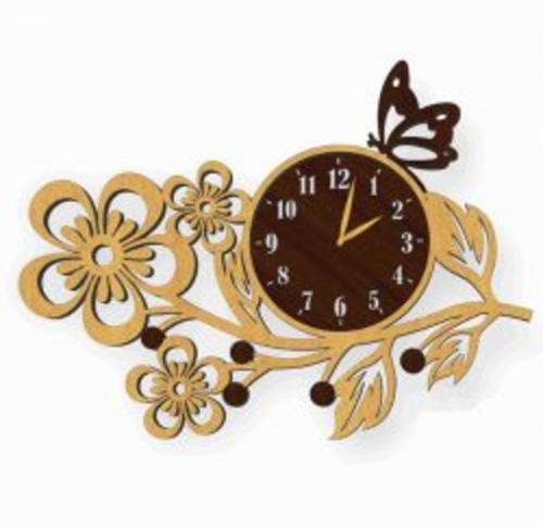 طرح یک پروانه نشسته روی ساعت برای برش لیزری پلاسما - a butterfly perched on a watch for laser cut plasma - برای دستگاه CNC چوب و لیزر (سی ان سی)