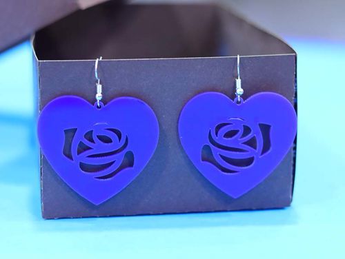 طرح قالب گوشواره قلب اکریلیک برش لیزری - acrylic earring heart earring template laser cut ve - برای دستگاه CNC چوب و لیزر (سی ان سی)