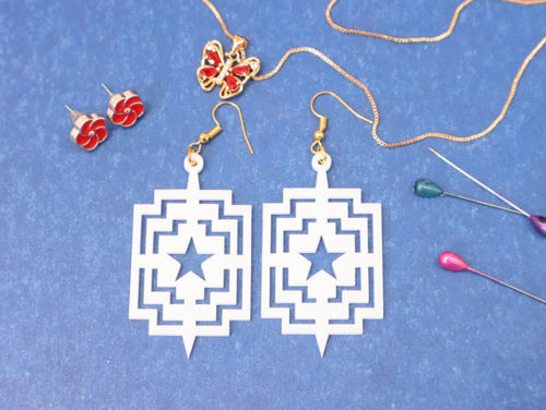 طرح گوشواره‌های هندسی اکریلیک لیزری - acrylic geometric earrings laser cut - برای دستگاه CNC چوب و لیزر (سی ان سی)