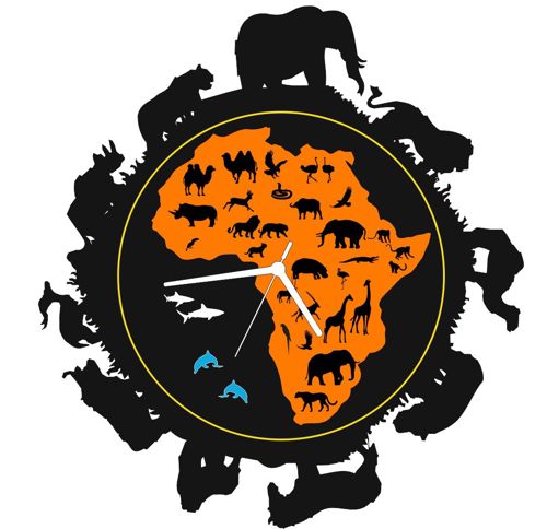 طرح آفریقا ساعت - africa clock ve - برای دستگاه CNC چوب و لیزر (سی ان سی)