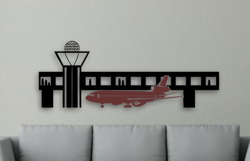 طرح سیلوئت‌های هواپیما و ترمینال فرودگاه - aircraft silhouettes and airport terminal ve - برای دستگاه CNC چوب و لیزر (سی ان سی)