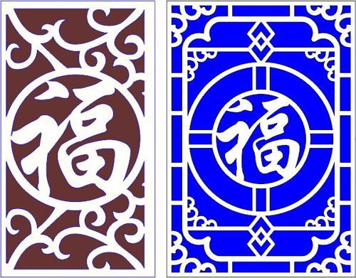 طرح صفحه نمایش باستانی چینی برای برکت برش لیزری - ancient chinese blessing screen for laser cutting - برای دستگاه CNC چوب و لیزر (سی ان سی)
