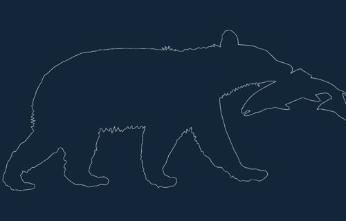 طرح خرس حیوان در شکار ماهی - animal bear catching fish - برای دستگاه CNC چوب و لیزر (سی ان سی)