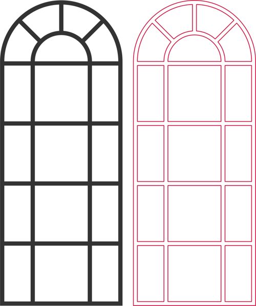 طرح پنجره قوسی وکتور - arched window vector - برای دستگاه CNC چوب و لیزر (سی ان سی)