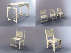 طرح مبلمان و میزهای چوبی مونتاژ شده برای برش لیزری cnc - assembled wooden furniture and tables for laser cut cnc - برای دستگاه CNC چوب و لیزر (سی ان سی)
