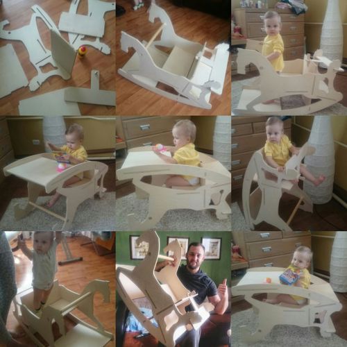 طرح مونتاژ صندلی غذاخوری کودک نوپا لیزری - assembling a toddler feeding chair laser cut ve - برای دستگاه CNC چوب و لیزر (سی ان سی)