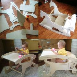 طرح مونتاژ صندلی غذا خوری کودکان برای برش لیزر cnc - assembling a toddlers feeding chair for laser cut cnc ve - برای دستگاه CNC چوب و لیزر (سی ان سی)