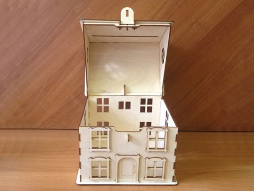 طرح بانک به شکل یک خانه برای برش لیزری - bank layout in the shape of a house for laser cut ve - برای دستگاه CNC چوب و لیزر (سی ان سی)