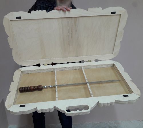 طرح سیخ‌های کباب‌پز تزئینی چوبی جعبه نگهداری لیزر - barbecue skewers decorative wooden storage box laser cut - برای دستگاه CNC چوب و لیزر (سی ان سی)