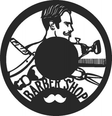 طرح ساعت دیواری آرایشگاه وینیل - barbershop wall clock vinyle - برای دستگاه CNC چوب و لیزر (سی ان سی)