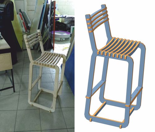 طرح چهارپایه بار شل و شستشو - bar stool flimsy - برای دستگاه CNC چوب و لیزر (سی ان سی)