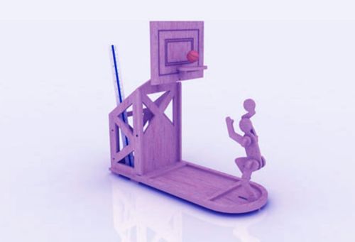 طرح جا قلمی با طرح زمین بسکتبال لیزری - basketball court themed pen holder laser cut ve - برای دستگاه CNC چوب و لیزر (سی ان سی)