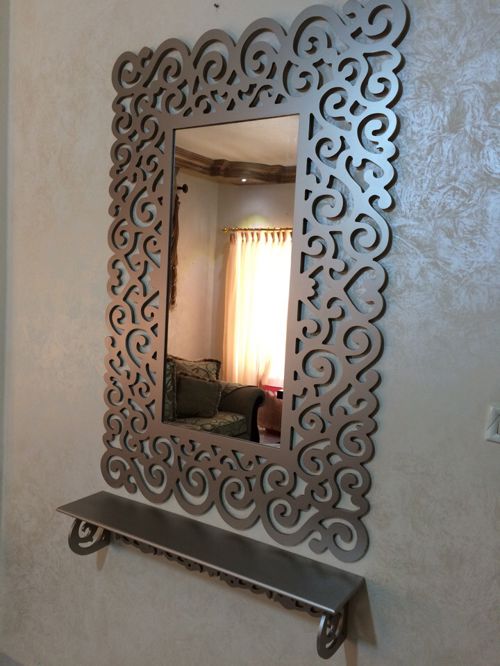 طرح قاب آینه حمام با قفسه قفسه - bathroom mirror frame with shelf - برای دستگاه CNC چوب و لیزر (سی ان سی)
