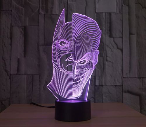 طرح بتمن جوکر لامپ وکتور مدل قالب - batman joker 3d lamp vector model template - برای دستگاه CNC چوب و لیزر (سی ان سی)