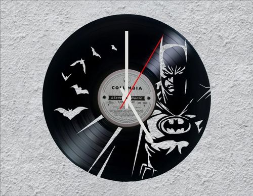 طرح ساعت وینیل بتمن ال پی برش لیزری - batman lp vinyl clock laser cut ve - برای دستگاه CNC چوب و لیزر (سی ان سی)