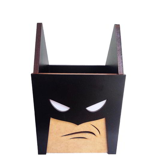 طرح جا خودکاری بتمن ابرقهرمان هدیه میز سازماندهنده برش لیزری - batman pen holder superhero gift desk organizer laser cut - برای دستگاه CNC چوب و لیزر (سی ان سی)