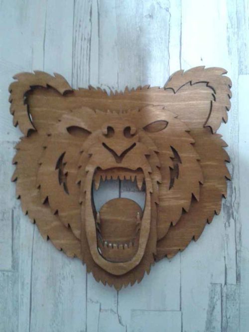 طرح سر خرس برای برش لیزری - bear head for laser cutting - برای دستگاه CNC چوب و لیزر (سی ان سی)