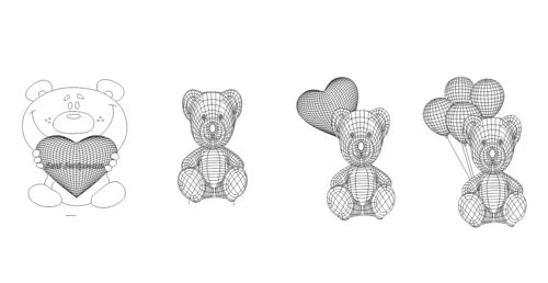 طرح خرس‌ها سه‌بعدی LED شب نور - bears 3d led night light ve - برای دستگاه CNC چوب و لیزر (سی ان سی)