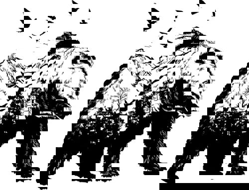 طرح دیوار هنری برش لیزری دکوراسیون - bear wall art wall decor 2 for laser cutting ve - برای دستگاه CNC چوب و لیزر (سی ان سی)