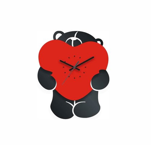طرح خرس با قلب ساعت برای برش لیزری - bear with heart clock for laser cut ve - برای دستگاه CNC چوب و لیزر (سی ان سی)