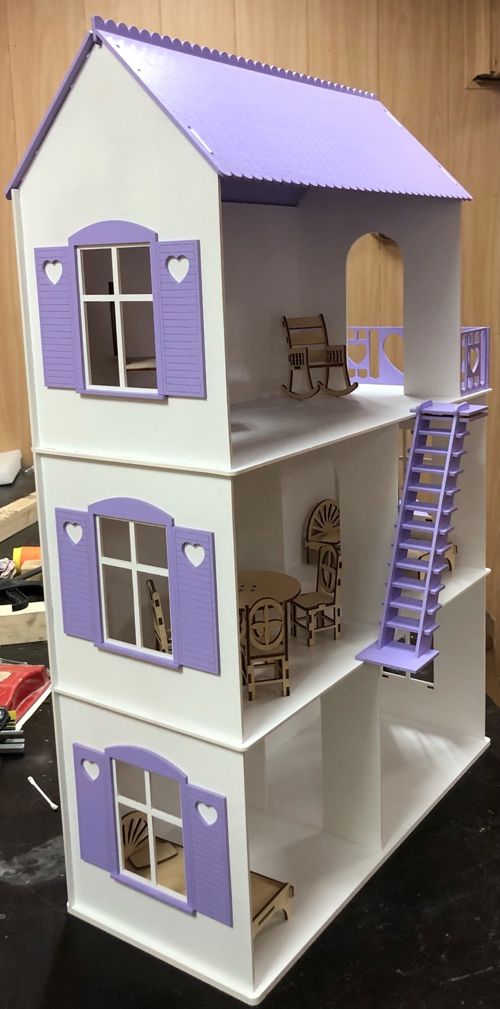 طرح کیت خانه عروسکی زیبا برای بچه‌ها برای برش لیزری - beautiful dollhouse kit for kidz for laser cutting - برای دستگاه CNC چوب و لیزر (سی ان سی)