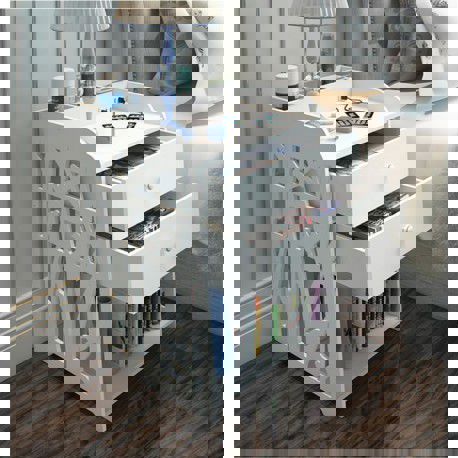 طرح قفسه‌های چوبی کنار تخت کشوی ذخیره‌سازی قالب - bedside wooden shelves storage drawer template - برای دستگاه CNC چوب و لیزر (سی ان سی)