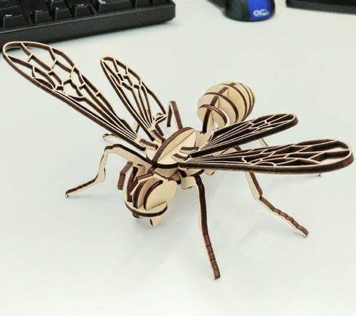 طرح پازل سه بعدی زنبور عسل میلی‌متری مخصوص برش لیزری - bee 3d puzzle 3mm for laser cut - برای دستگاه CNC چوب و لیزر (سی ان سی)