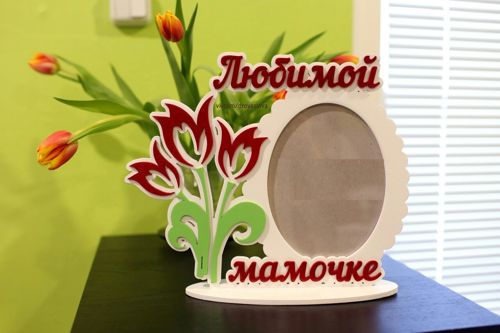 طرح قاب عکس لاله‌های مادر عزیزم - beloved mother tulips photo frame ve - برای دستگاه CNC چوب و لیزر (سی ان سی)