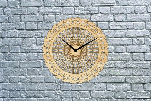 طرح ساعت چرخ دوچرخه ساعت - bike wheel clock - برای دستگاه CNC چوب و لیزر (سی ان سی)