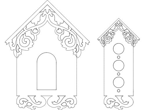 طرح طراحی جلوی خانه پرندگان - birds house front design - برای دستگاه CNC چوب و لیزر (سی ان سی)