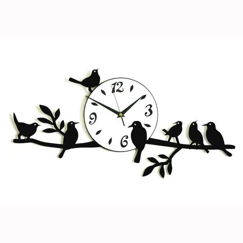 طرح ساعت دیواری پرندگان - birds wall clock ve - برای دستگاه CNC چوب و لیزر (سی ان سی)