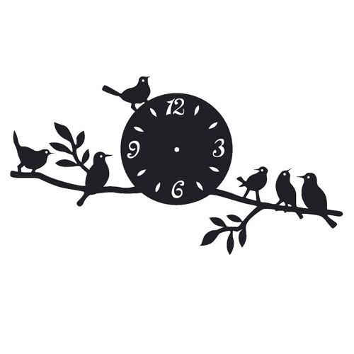 طرح ساعت دیواری پرندگان برش لیزری قالب - birds wall clock laser cut template ve - برای دستگاه CNC چوب و لیزر (سی ان سی)
